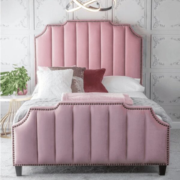 Urban Upholstered Bed With Storage In Pink Suede