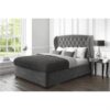Boombox Upholstered Bed With Storage In Grey Suede