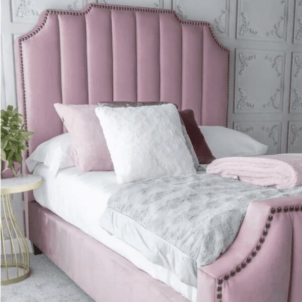 Urban Upholstered Bed With Storage In Pink Suede