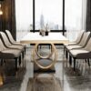 Bosco Luxury Dining Table In Leatherette Chairs