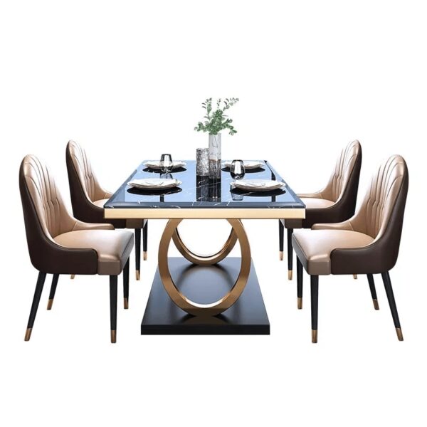 Bosco Luxury Dining Table In Leatherette Chairs