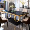 Bosco Luxury Dining Table In Leatherette Chairs