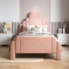 Robocop Upholstered Bed Without Storage In Peach Suede