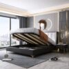 Bobran Upholstered Luxury Bed With Hydraulic Storage In Leatherette