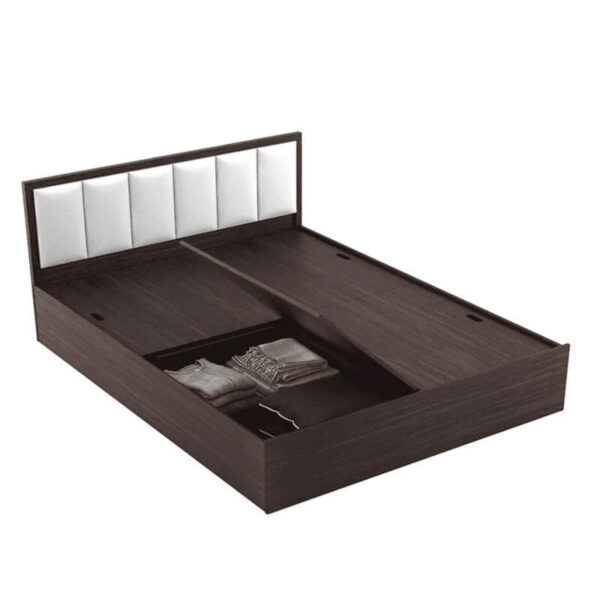 Art Living Upholstered Bed With Storage In Brown Finish