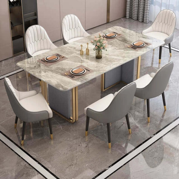 Volvo Luxury 6 Seater Dining Table In Golden Stainless Steel
