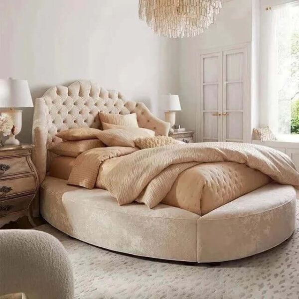 Volvo Quilted Upholstered Bed With Storage In Beige Suede