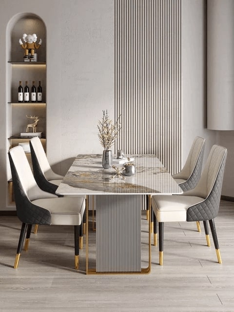Volvo Luxury 6 Seater Dining Table In Golden Stainless Steel