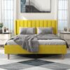 Alazyhome Quilted Bed Without Storage In Suede
