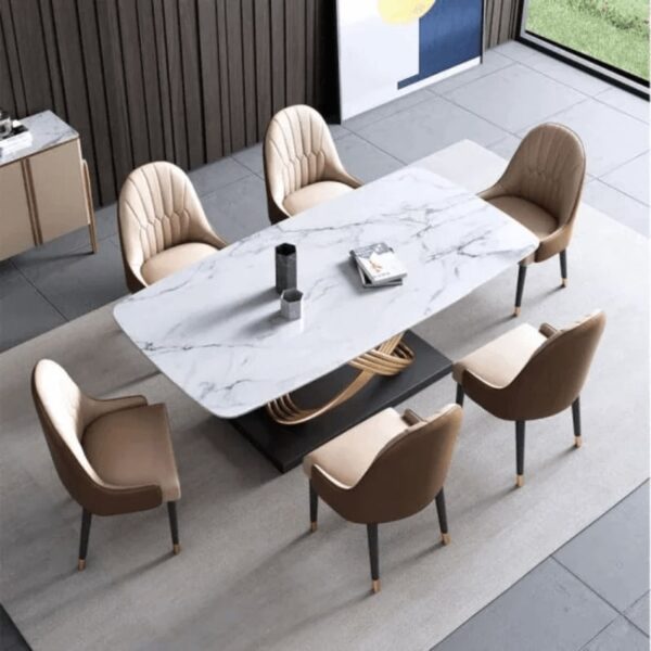 Inox Luxury 6 Seater Dining Table In Brown