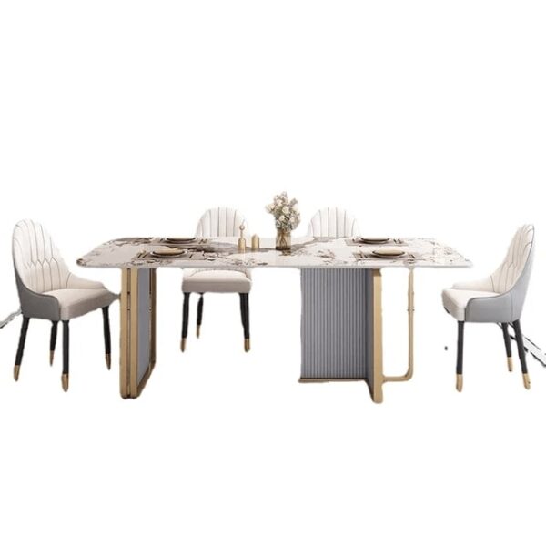 Volvo Luxury 6 Seater Dining Table In Golden Stainless Steel