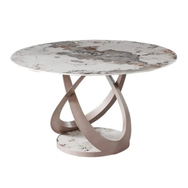 Pop-Star Luxury 4 Seater Round Dining Table In Beige