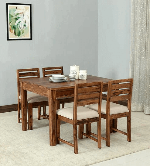 Topline 4 Seater Dining Table In Natural Color