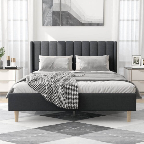 Alazyhome Quilted Bed Without Storage In Suede