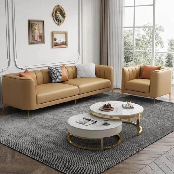 Flex Luxury Straight Line Sofa Set In Leatherette