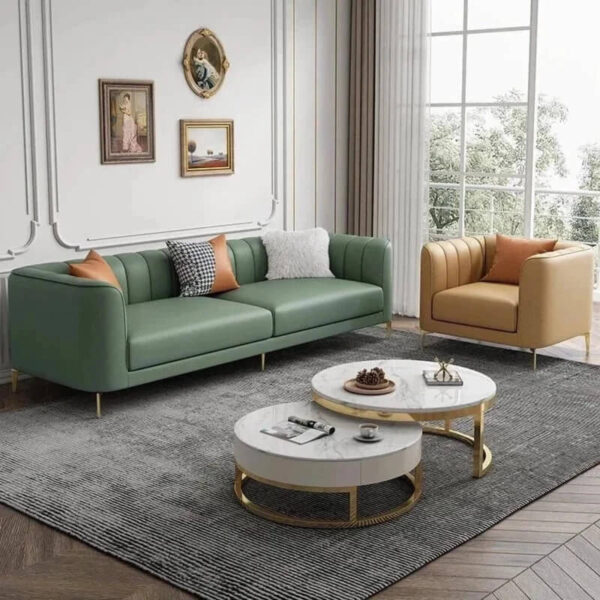 Flex Luxury Straight Line Sofa Set In Leatherette