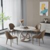 Pop-Star Luxury 4 Seater Round Dining Table In Beige