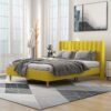 Alazyhome Quilted Bed Without Storage In Suede