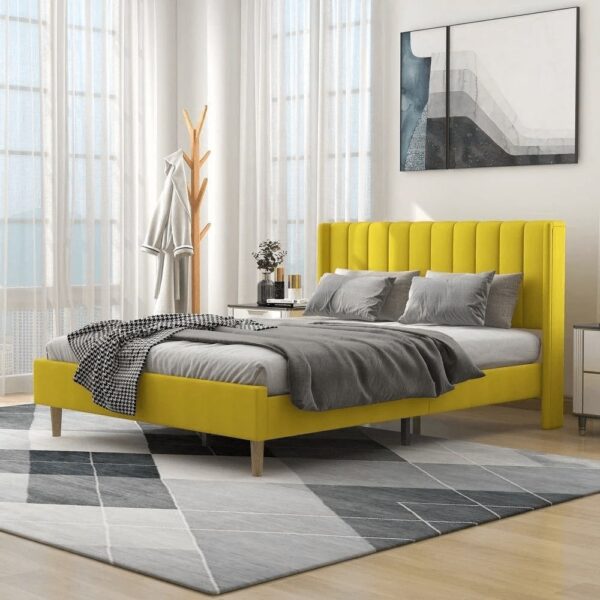 Alazyhome Quilted Bed Without Storage In Suede