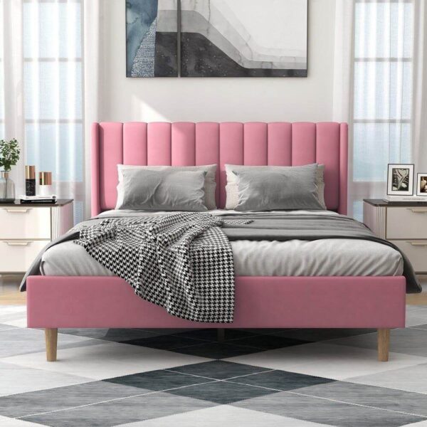 Alazyhome Quilted Bed Without Storage In Suede