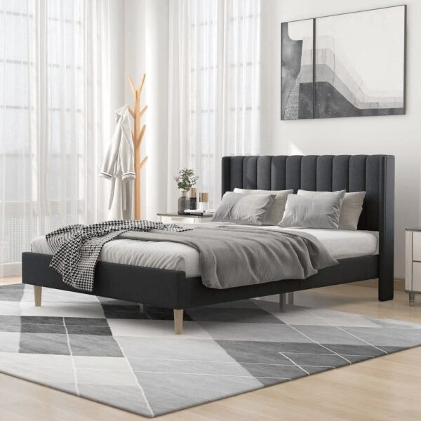 Alazyhome Quilted Bed Without Storage In Suede