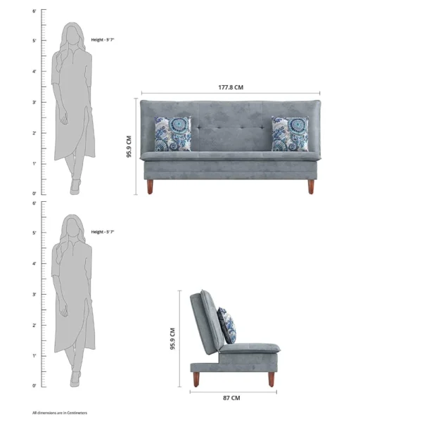 Robin Sofa Cum Bed In Grey Color
